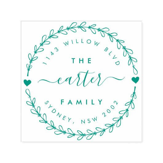 Tampon Auto-encreur Couronne à main Nom de famille Adresse de retour (Design)