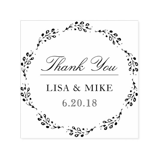 Tampon Auto-encreur Couronne Botanique Mariage personnalisé Favoriser (Design)