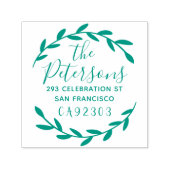 Tampon Auto-encreur Couronne botanique Nom de famille Script Retourner (Design)