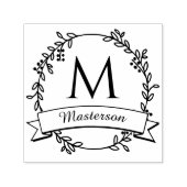 Tampon Auto-encreur Couronne botanique Nom initial Monogramme #2R (Design)