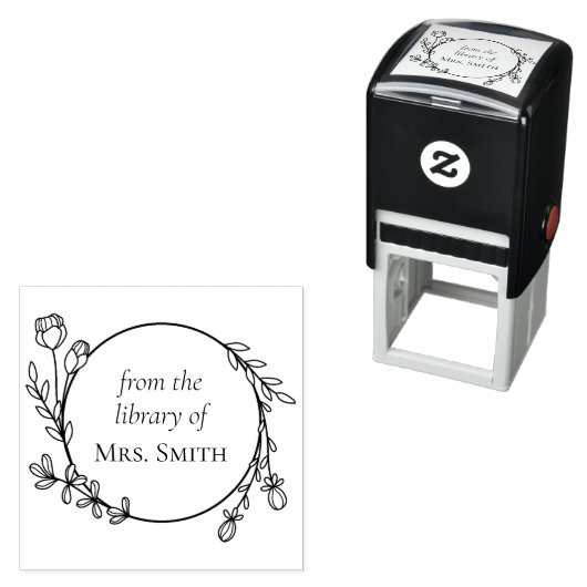 Tampon Auto-encreur Couronne de fleurs de la bibliothèque de (En situation)