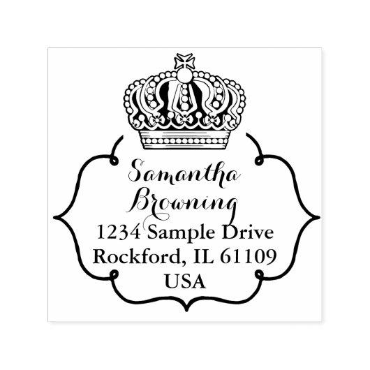 Tampon Auto-encreur Couronne de la Croix Royale - Bleu Or (Design)