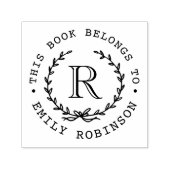 Tampon Auto-encreur Couronne de monogramme Ce livre appartient à ex-li (Design)