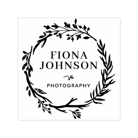 Tampon Auto-encreur Couronne de verdure rustique Profession personnell (Design)