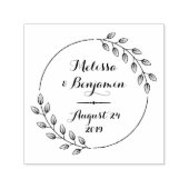 Tampon Auto-encreur Couronne ronde Feuille Enregistrer le Mariage de d (Design)