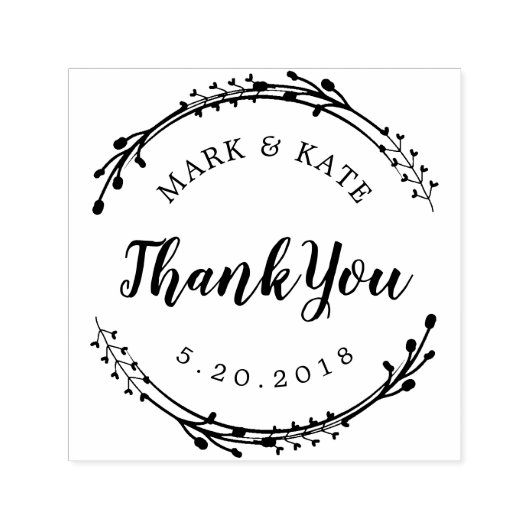 Tampon Auto-encreur Couronne Rustique Mariage personnalisé Favoriser M (Design)