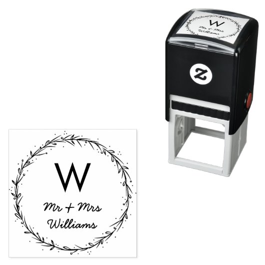 Tampon Auto-encreur Couronne simple - M. & Mme Monogram (En situation)