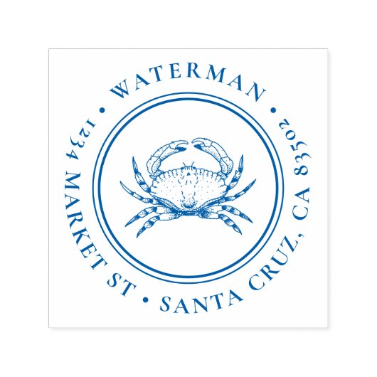 Tampon Auto-encreur Crabe à main | Arrondir l'adresse de retour nautiq (Design)