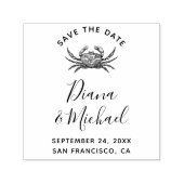 Tampon Auto-encreur Crabe nautique ÉCONOMISER LA DATE Calligraphie (Design)