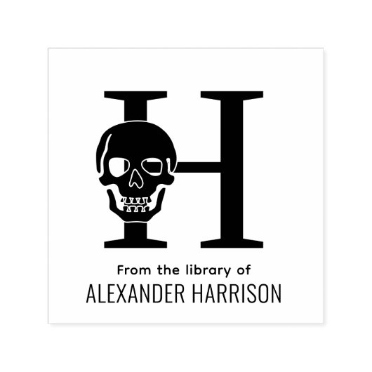 Tampon Auto-encreur Crâne gothique au-dessus d'un seul caractère gras  (Design)