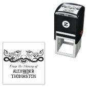 Tampon Auto-encreur Crâne, Snake Botanical Library Nom du livre (En situation)