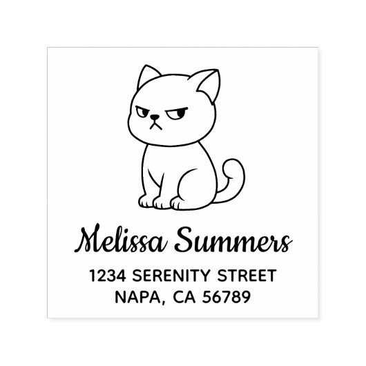Tampon Auto-encreur Cranky Moody Cat Address (Design)