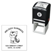 Tampon Auto-encreur Cranky Tabby Cat Arch Address (En situation)