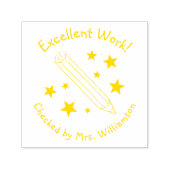 Tampon Auto-encreur Crayon Jaune & Étoiles Excellent Professeur de Tra (Design)