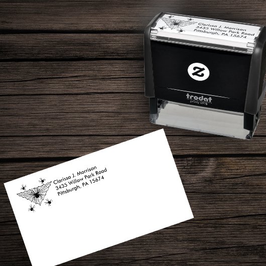 Tampon Auto-encreur Creepy crawling Spiders in Triangle Shaped Web