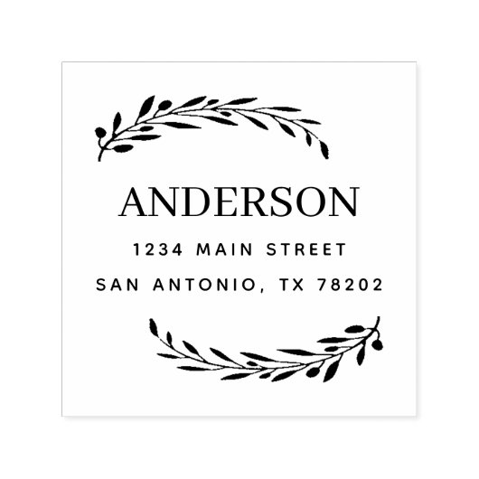 Tampon Auto-encreur Créez votre | Olive feuilles Adresse de retour (Design)