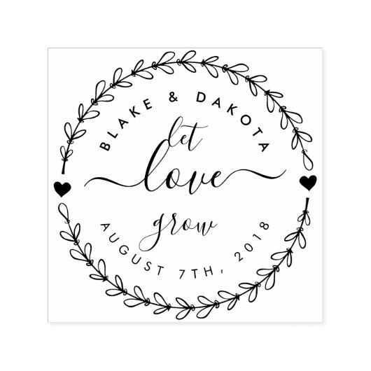 Tampon Auto-encreur Créez votre propre Mariage "Let Love Grow" Date (Design)