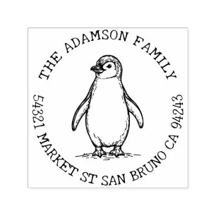 Tampon Auto-encreur Créez votre propre nom de famille de pingouin Adre