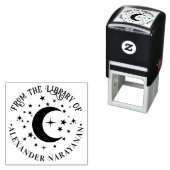 Tampon Auto-encreur Crescent Moon and Stars "From the library of" Nom (En situation)