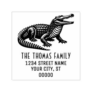 Tampon Auto-encreur Crocodile Bouche Ouverte Nom Adresse de Retour