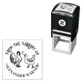 Tampon Auto-encreur Croisière à coq & Hen #4 Nom du livre de bibliothè (En situation)