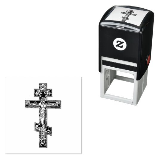 Tampon Auto-encreur Croix byzantine orthodoxe orientale (En situation)