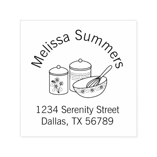 Tampon Auto-encreur Cuisson - Mélange Bowl, Whisker Arch Adresse (Design)