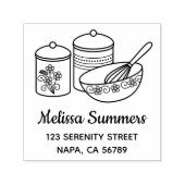 Tampon Auto-encreur Cuisson - Saladier, Fouet, Boîtes Adresse (Design)