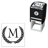 Tampon Auto-encreur Custom Classic Black Laurel Wreath Feuille Motif (En situation)