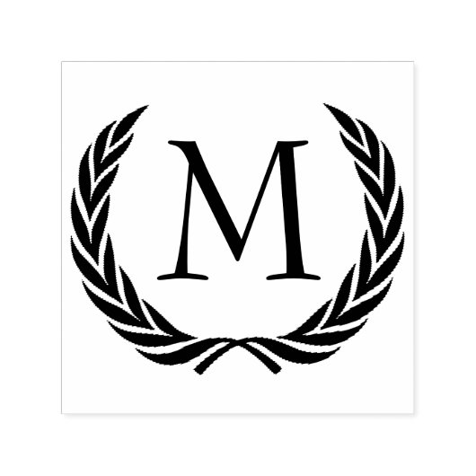 Tampon Auto-encreur Custom Classic Black Laurel Wreath Feuille Motif (Design)