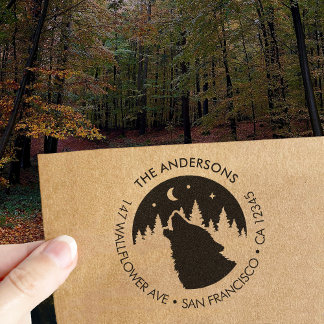 Tampon Auto-encreur Custom Family Name Wolf Moon Return Address