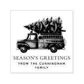 Tampon Auto-encreur Custom Modern Firefighter Christmas Fire Truck (Design)