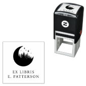 Tampon Auto-encreur Custom Moon Forest & Stars Ex Libris Boite (En situation)