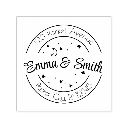 Tampon Auto-encreur Custom Name and Address Starry night (Design)