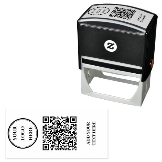 Tampon Auto-encreur Custom QR Code & Logo Self-Inking Stamp (En situation)