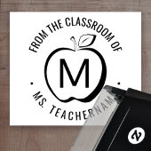 Tampon Auto-encreur Custom Teacher Classe Monogramme Pomme moderne