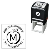Tampon Auto-encreur Custom Teacher Classe Monogramme Pomme moderne (En situation)