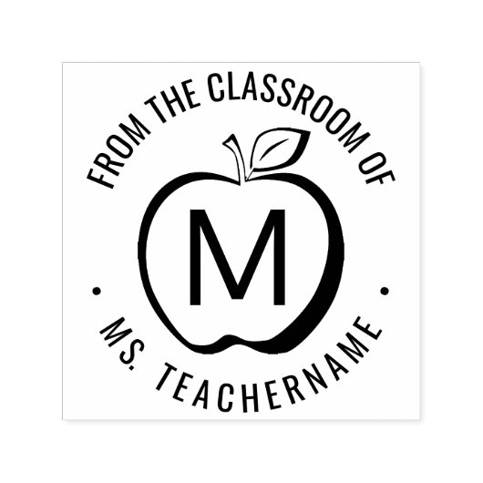 Tampon Auto-encreur Custom Teacher Classe Monogramme Pomme moderne (Design)