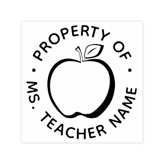 Tampon Auto-encreur Custom Teacher Classroom Monogram Modern Apple (Design)