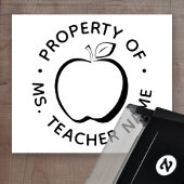 Tampon Auto-encreur Custom Teacher Classroom Monogram Modern Apple