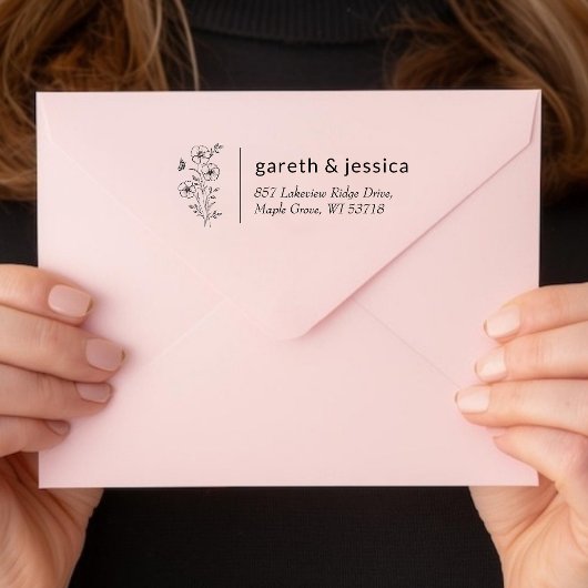 Tampon Auto-encreur Custom Wildflower Bouquet Return Address
