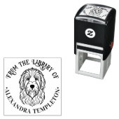 Tampon Auto-encreur Cute Anglais Sheepdog Head Library Nom du livre (En situation)