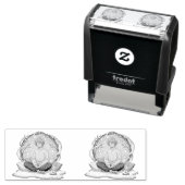 Tampon Auto-encreur Cute Anime Boy Drinking Coffee in Winter (En situation)