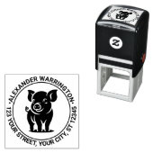 Tampon Auto-encreur Cute Baby Pig Standing #1 Nom Adresse de retour (En situation)