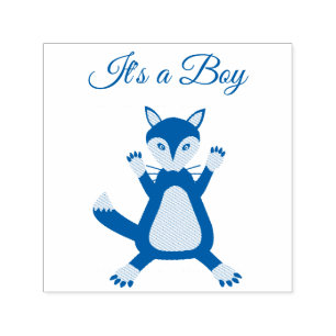 Tampon Auto-encreur Cute Blue Baby Boy Fox Custom
