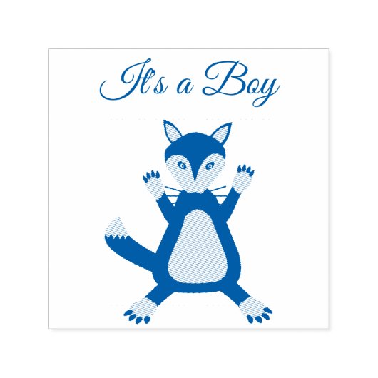 Tampon Auto-encreur Cute Blue Baby Boy Fox Custom (Design)