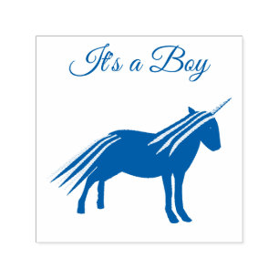 Tampon Auto-encreur Cute Blue Baby Boy Unicorn Baby shower personnalis