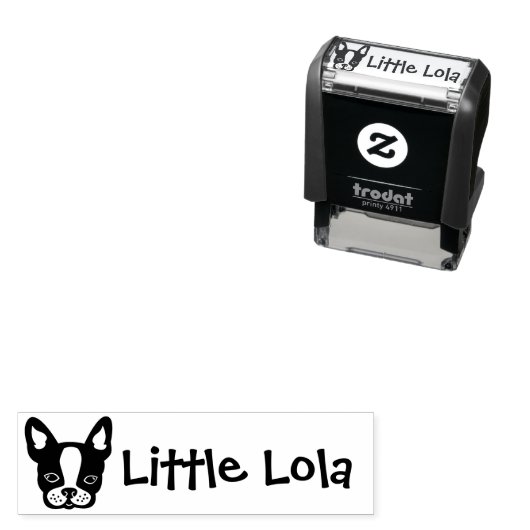 Tampon Auto-encreur Cute Boston Terrier Bulldog Frenchie Nom (En situation)