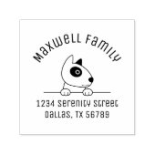 Tampon Auto-encreur Cute Bull Terrier Dog Arch Adresse de famille (Design)