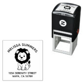 Tampon Auto-encreur Cute Cartoon Lion Arch Address (En situation)